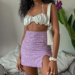 PURPLE FLORAL MINI SKIRT